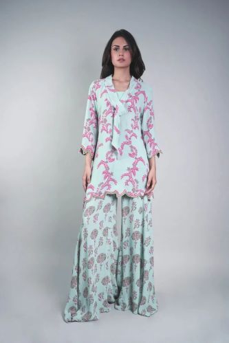Floral Yard Print Top & Sharara Set for Women