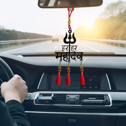 Acrylic Har Har Mahadev Car Hanging