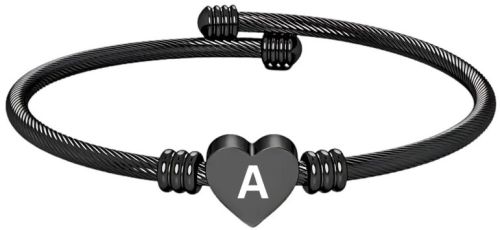 Black Elegant Alphabet a Womens Kada