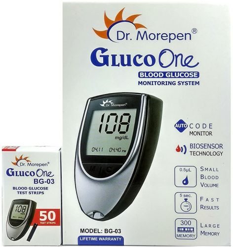 Dr. Morepen Bg-03 Gluco One Glucometer Combo, 50 Strips (multicolor)