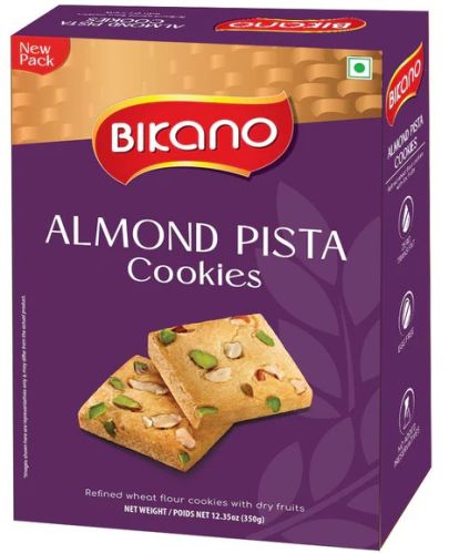 Bikano Premium Cookies Almond Pista 350G, Packaging Type : Packet