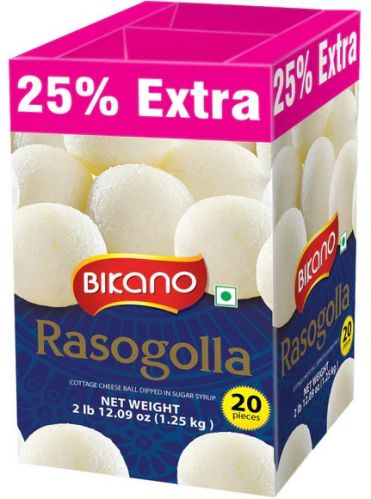 Bikano Rasogolla Sweet, Packaging Type : Box