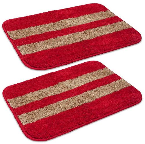 Affordable Red & Beige Colour Super Soft Microfiber Door Mat