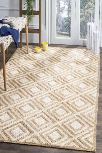 Braided Natural White Diamond Jute Hand-woven Area Rug