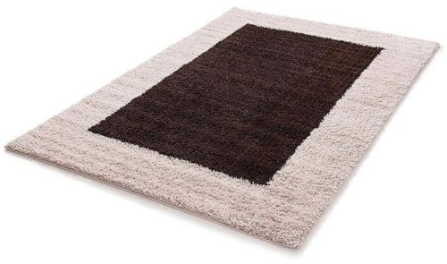 Coffee with Light Beige Shaggy Soft Touch Microfiber Hand Tufted Carpet