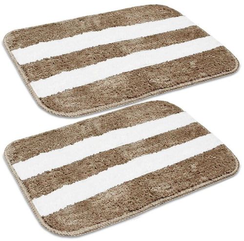 Flooring Collection-Affordable Mat for Floor Beige & White Super Soft Microfiber Door Mats