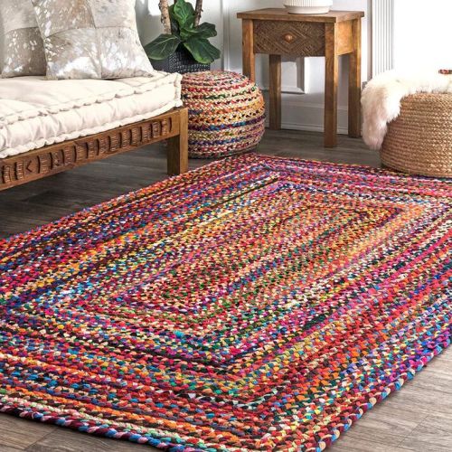 Multicolour Cotton Chindi Handmade Hand Washable Braided Rug