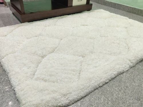Moroccan Design Ivory Colour Pyle Height Soft Fluffy Luxury Carpet