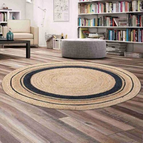 Natural Jute Cotton Ecofriendly Round Carpet Multi Pal Size