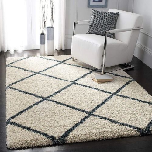 Premium Soft Micro Ivory And Grey Carpet Cross Design
