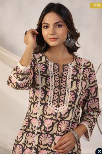 Firdous Sehra Block Women Printed Straight Cotton Kurta