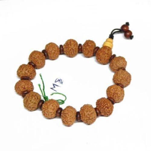 Wooden Spacers 8 Mukhi Rudraksha Beads Bracelet