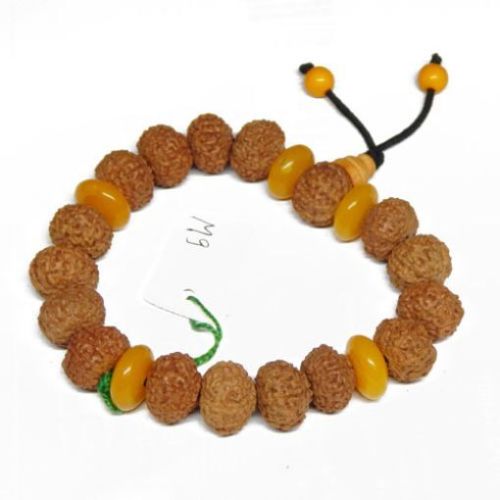 Amber 9 Mukhi Rudraksha Beads Bracelet