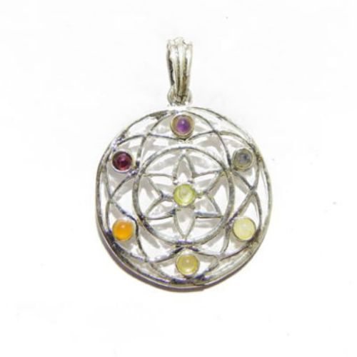 Chakra Pendant : Brass with Silver Polish