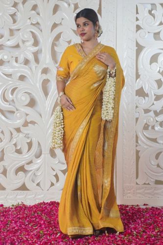 Guhyashakti Yellow Banarasi Silk Saree