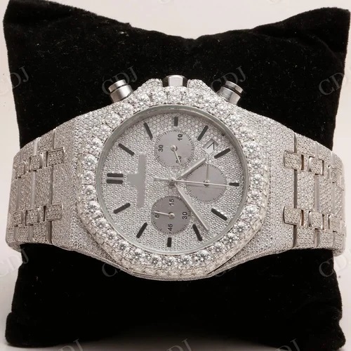 38mm Iced Out Chronograph Diamond Studded Watch