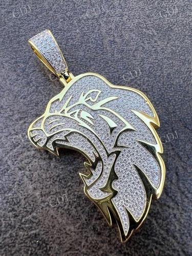 925 Silver Gold Plated Iced Lion King Leo Pendant