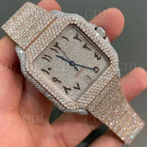 High Quality Two Tone VVS Moissanite Diamond Studded Watch