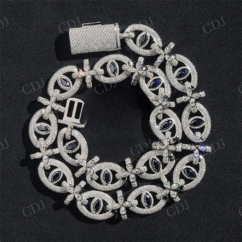 Hip Hop Custom Design Evil Eye Link Sterling Silver Chain