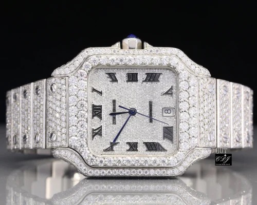 Luxury Roman Dial VVS Moissanite Diamond Studded Watch
