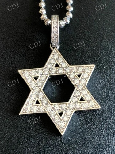Star Of David Jewish Iced Moissanite Diamond 14k Gold Plated Pendant