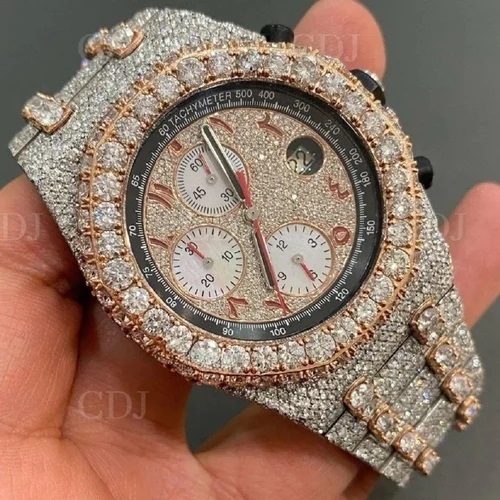Two Tone Hip Hop Luxury Moissanite Studded Diamond Watch