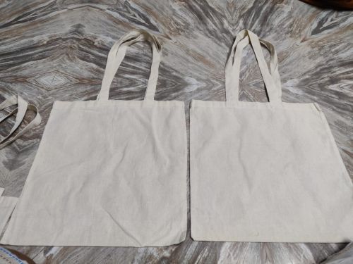 Plain Cream Canvas Cotton Tote Bag for Shopping, Grocery