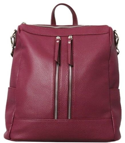 Plain Ladies Pink Leather Backpack Bag