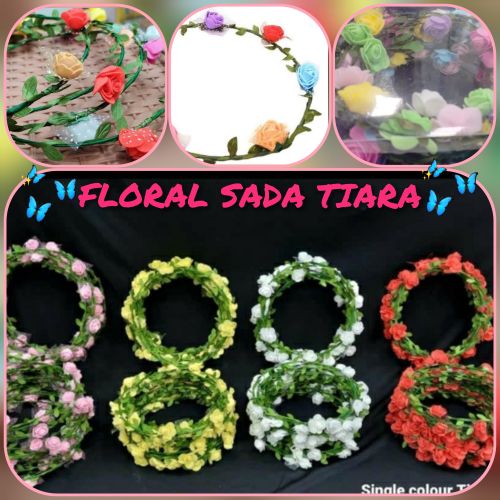 Metal Multi Color Flower Tiara Party Wear Standard