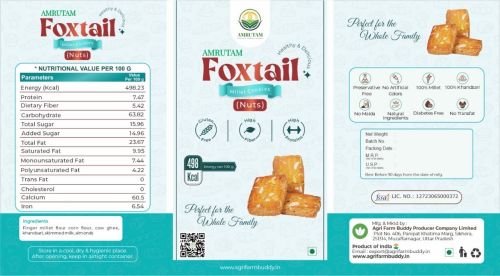 Crunchy Foxtail Millet Cookies, Color : Light Brown, Taste : Sweet