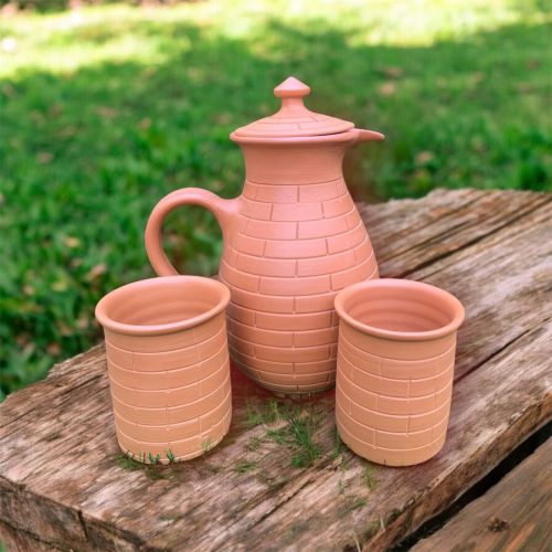 Claycloud Polished Terracotta Clay Jug Set 2000 Ml
