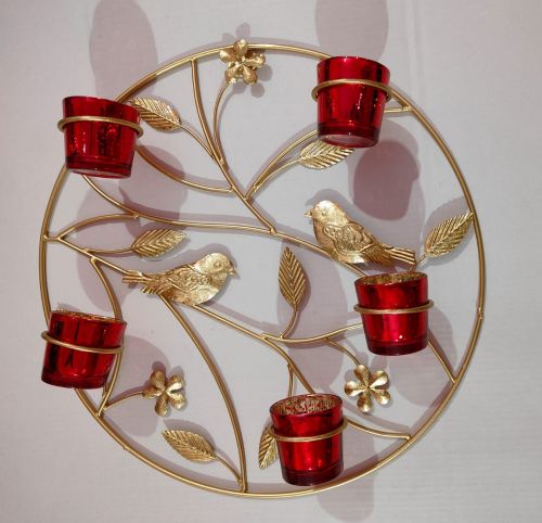 Polished Iron Wall Hanging Candle Holder, Color : Gold