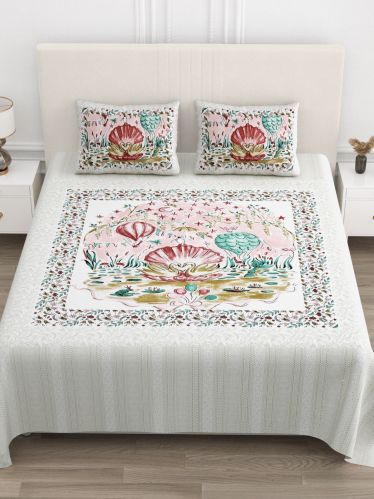 Jaipurbedsheetwala 3d Printed Cotton Bedsheet, Color : Multicolor