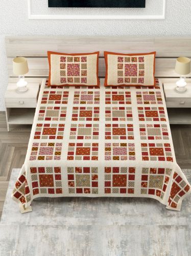 Printed King Size Cotton Bedsheet, Color : Multicolor For Home