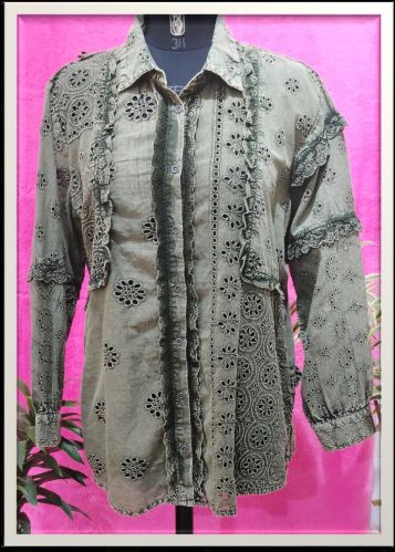 Ladies Cotton Collar Neck Shirt Xxl, Xl, M