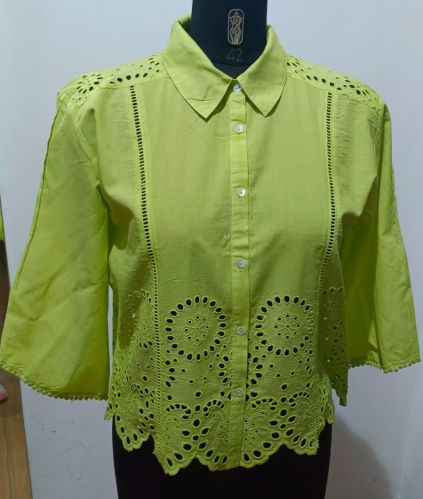 Ladies Cotton Green Shirt M, Xl, Xxl