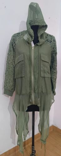 Ladies Green Fancy Cotton Jacket M, Xl, Xxl