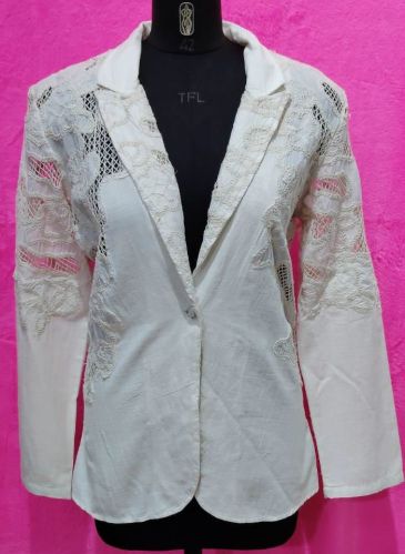 Ladies Stylish White Shrugs Coat M, Xl, Xxl