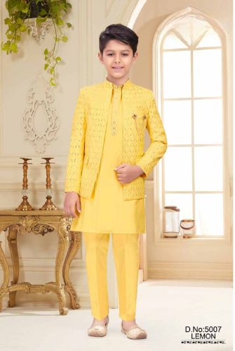 0-14 Years Boys Lemon Indo Western Set