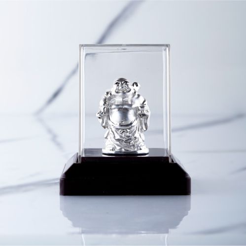 Plain Polished 999 Silver Laughing Buddha Statue