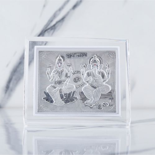 Plastic 999 Silver Ganesh and Laxmi Frame