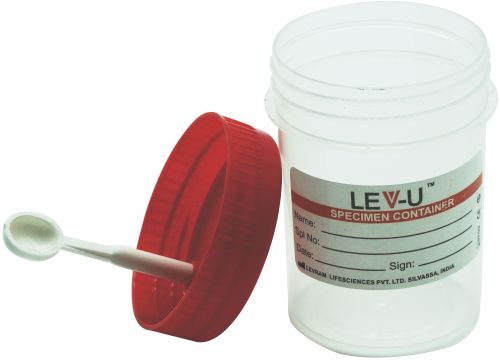 Stool Container, Color : Red, Grade : Medical Grade