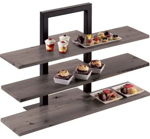 Polished Wooden Buffet Display Stand Modern