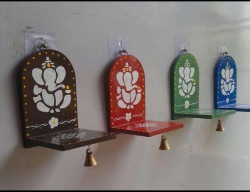 Wooden Printed Handmade Wall Hanging Diya Stand, Color : Multicolor
