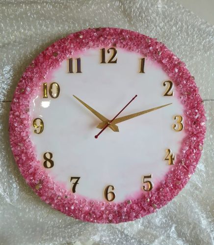 Pink Crystal Roman Round Designer Wall Clock