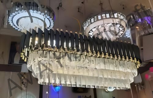 Gold Plating Plain Metal LED Crystal Hanging Chandelier