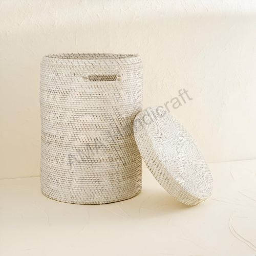 Cane Rattan Laundry Basket, Color : White Modern