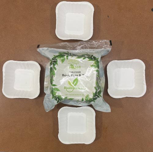 Coated Paper 4x4 Square Bowl, Color : White