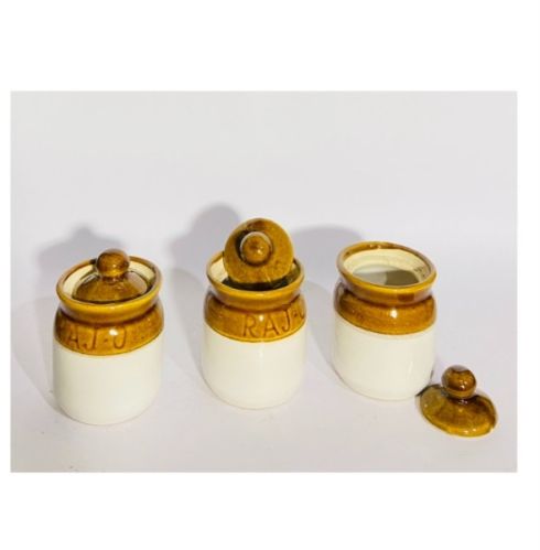 Plain J002 Ceramic Jar, Capacity : 500gm for Pickle