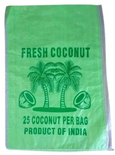 Printed PP Woven Coconut Packaging Bags Standard Bottom Stitched